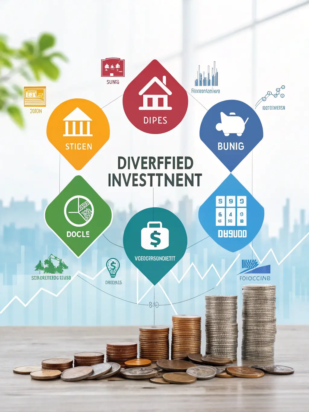 A diverse investment portfolio showing different asset classes, representing diversified investment strategies.